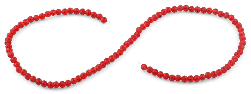 4mm Red Faceted Rondelle Glass Beads