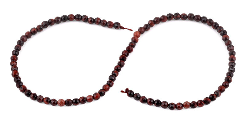 4mm Red Tiger Eye Faceted Gem Stone Beads