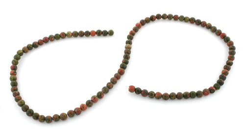 4mm Round Unakite Gem Stone Beads
