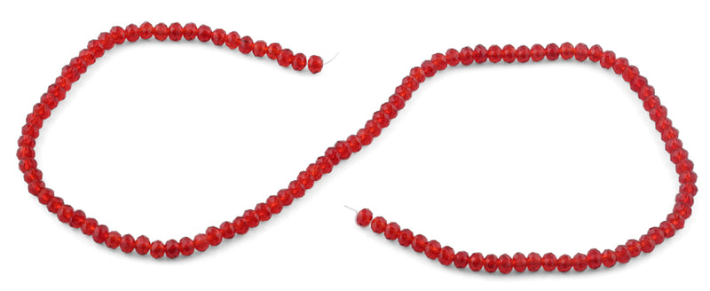 4mm Scarlet Faceted Rondelle Glass Beads