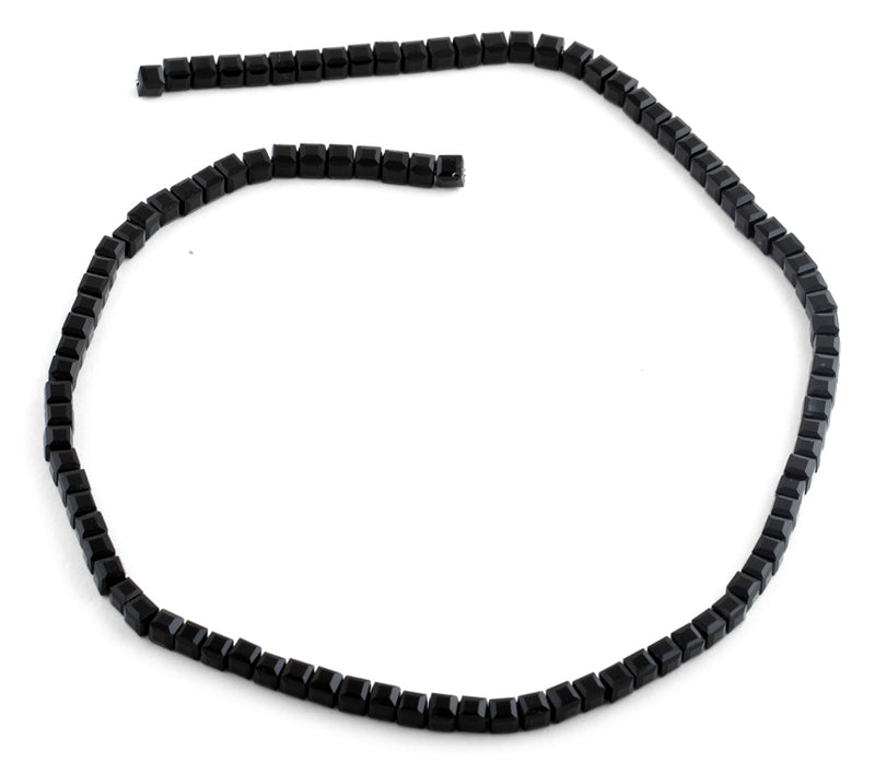 4x4mm Black Square Faceted Crystal Beads