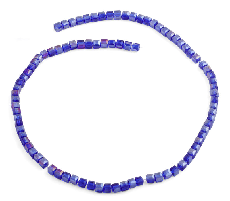4x4mm Blue Square Faceted Crystal Beads