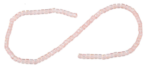 4x4mm Pink Square Faceted Crystal Beads