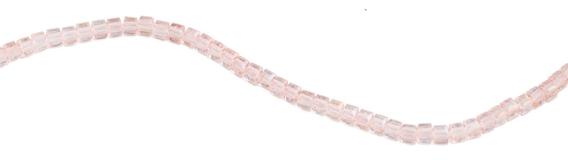 4x4mm Pink Square Faceted Crystal Beads