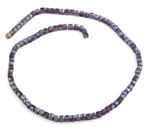 4x4mm Purple Square Faceted Crystal Beads