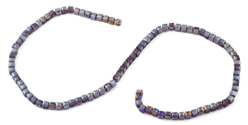 4x4mm Purple Square Faceted Crystal Beads