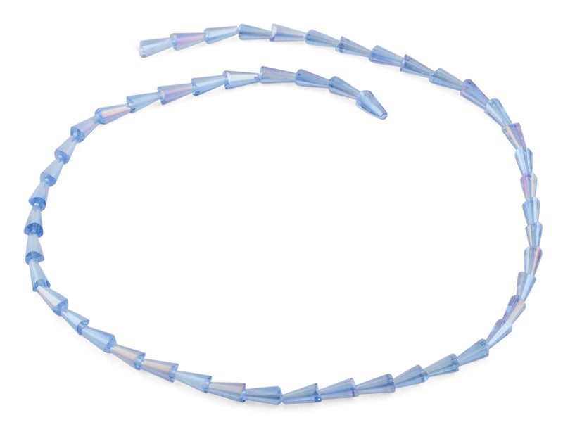 4x8mm Clear Blue Cone Faceted Crystal Beads