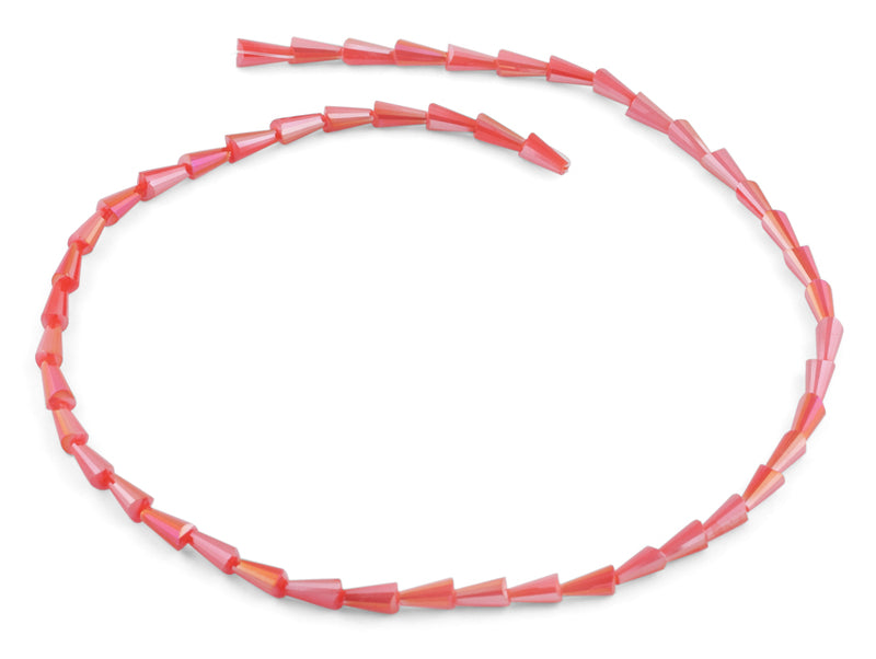 4x8mm Pink Cone Faceted Crystal Beads