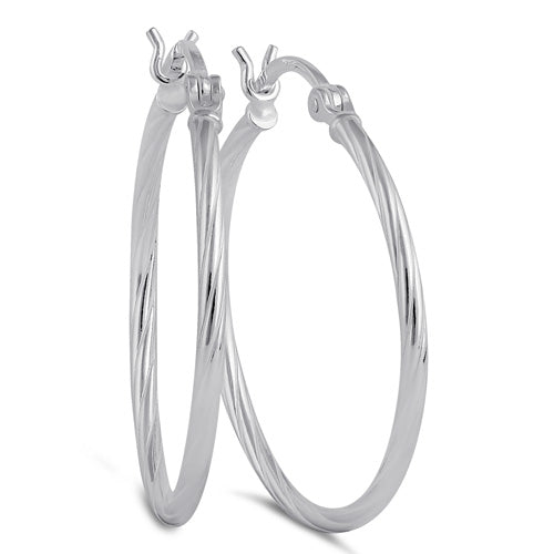 Sterling Silver 2.0MM x 30MM Rope Hoop Earrings