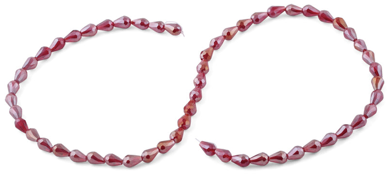 5x7mm Clear Red Drop Faceted Crystal Beads