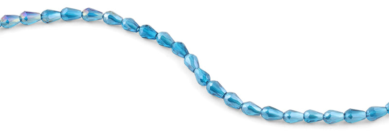 5x7mm Teal Drop Faceted Crystal Beads
