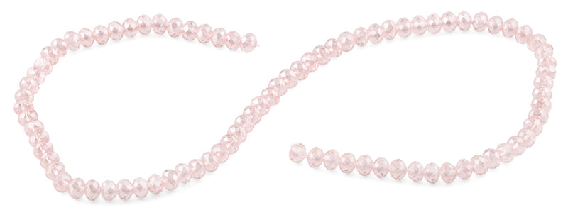 6-8mm Clear Rose Faceted Rondelle Glass Beads