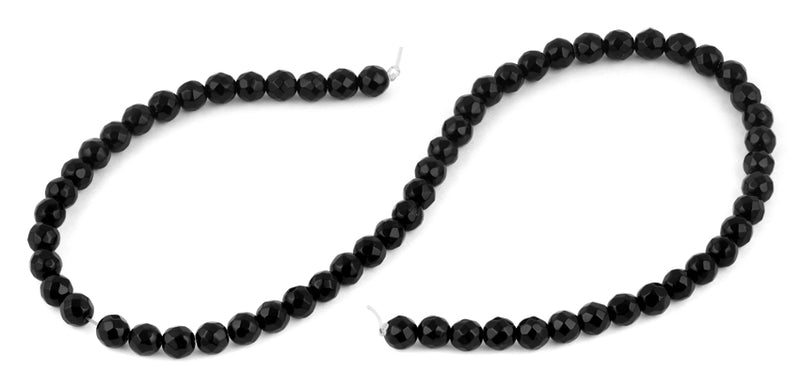 6mm Black Agate Faceted Gem Stone Beads