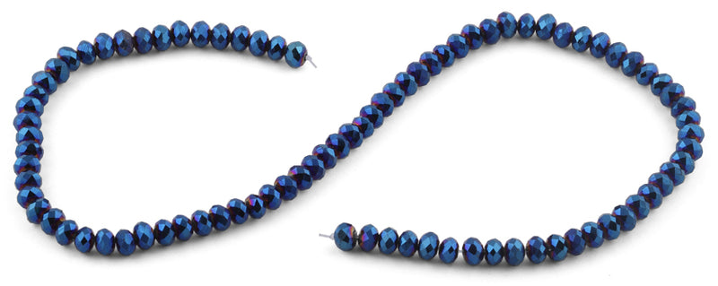 6mm Blue Faceted Rondelle Crystal Beads