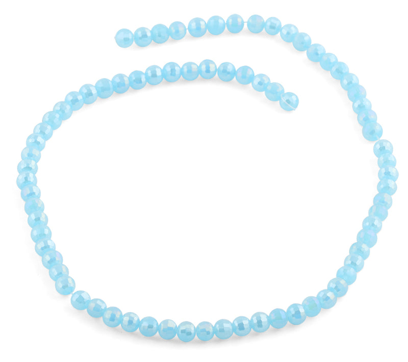 6mm Blue Faceted Round Crystal Beads