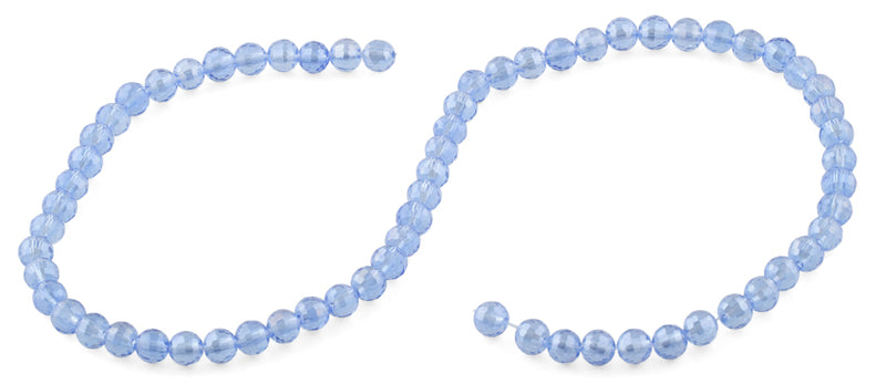 6mm Blue Round Faceted Crystal Beads