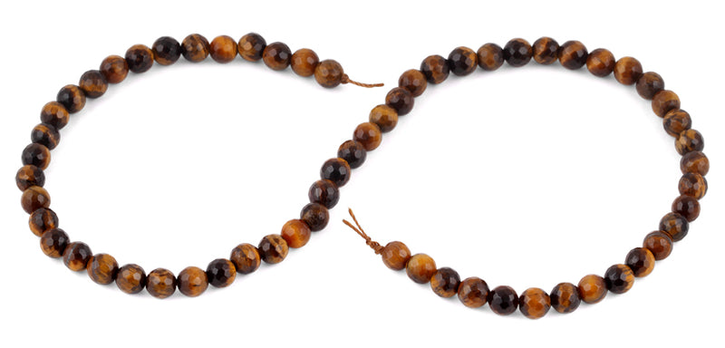 6mm Brown Tiger Eye Faceted Gem Stone Beads