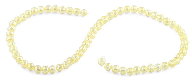 6mm Clear Yellow  Round Faceted Crystal Beads