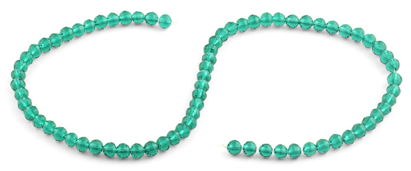 6mm Dark Green Faceted Round Crystal Beads