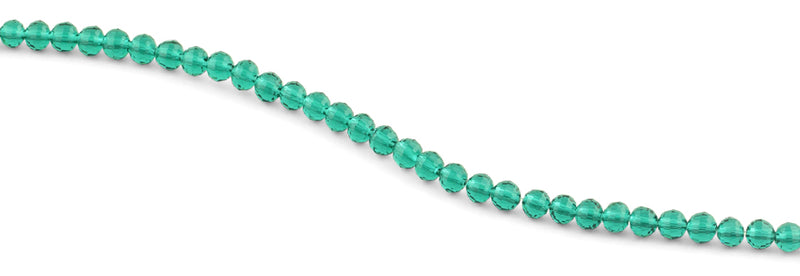 6mm Dark Green Faceted Round Crystal Beads