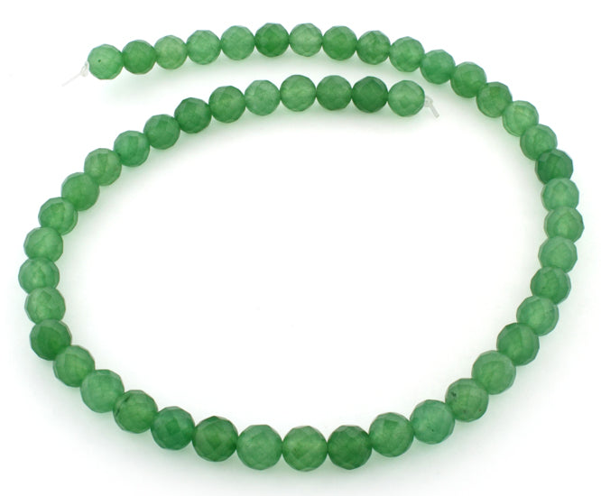 8mm Faceted Round Green Aventurine Gem Stone Beads