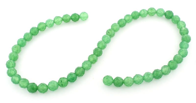 8mm Faceted Round Green Aventurine Gem Stone Beads