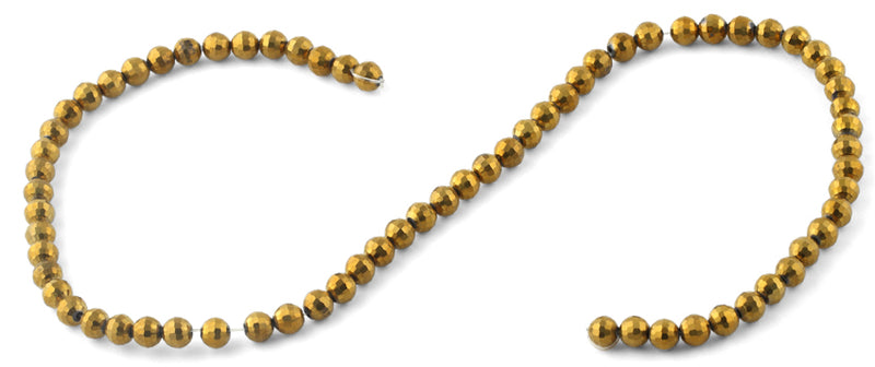 6mm Gold Faceted Round Crystal Beads
