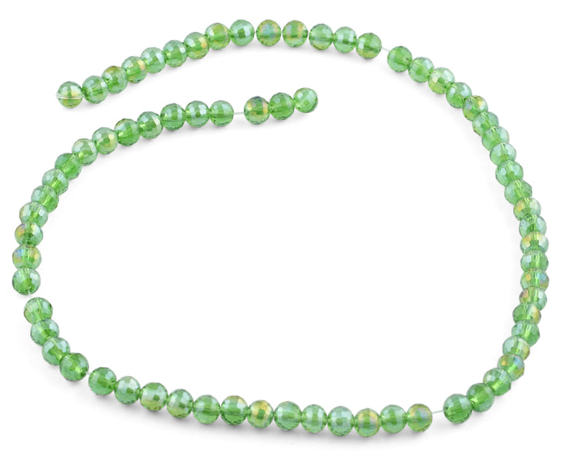 6mm Green Faceted Round Crystal Beads