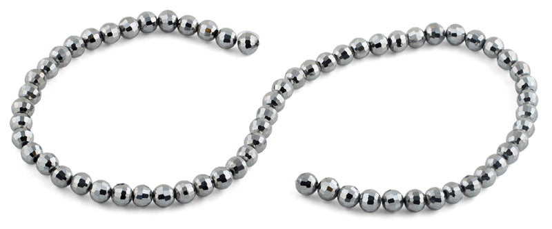 6mm Grey Round Faceted Crystal Beads