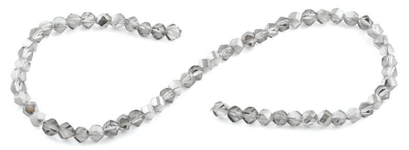 6mm Grey Twist Faceted Crystal Beads