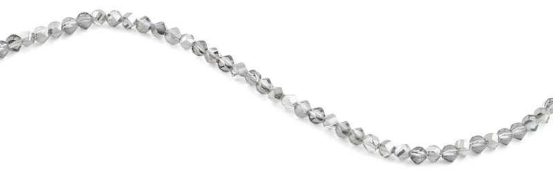 6mm Grey Twist Faceted Crystal Beads