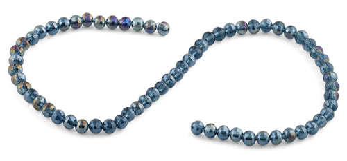 6mm Metallic Blue Round Faceted Crystal Beads