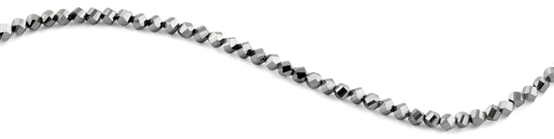 6mm Metallic Grey Twist Faceted Crystal Beads