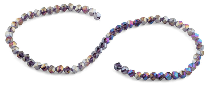 6mm Metallic Purple Twist Faceted Crystal Beads
