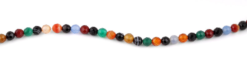 6mm Multi-Color Agate Faceted Gem Stone Beads