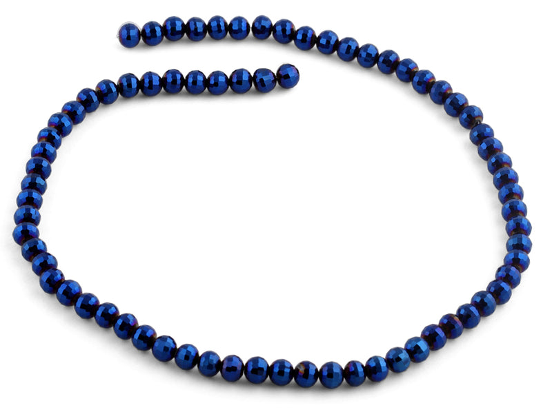 6mm Navy Blue Round Faceted Crystal Beads