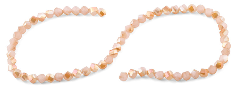 6mm Peach Twist Faceted Crystal Beads
