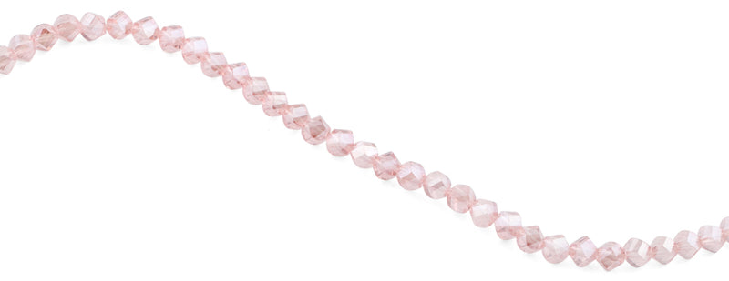6mm Pink Twist Faceted Crystal Beads