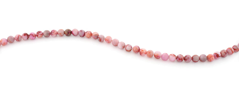 6mm Plain Round Pink Matrix Gem Stone Beads