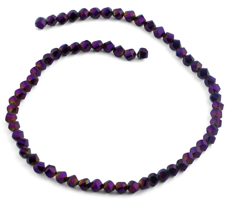 6mm Purple Twist Faceted Crystal Beads