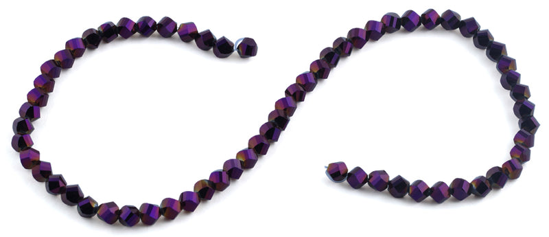 6mm Purple Twist Faceted Crystal Beads