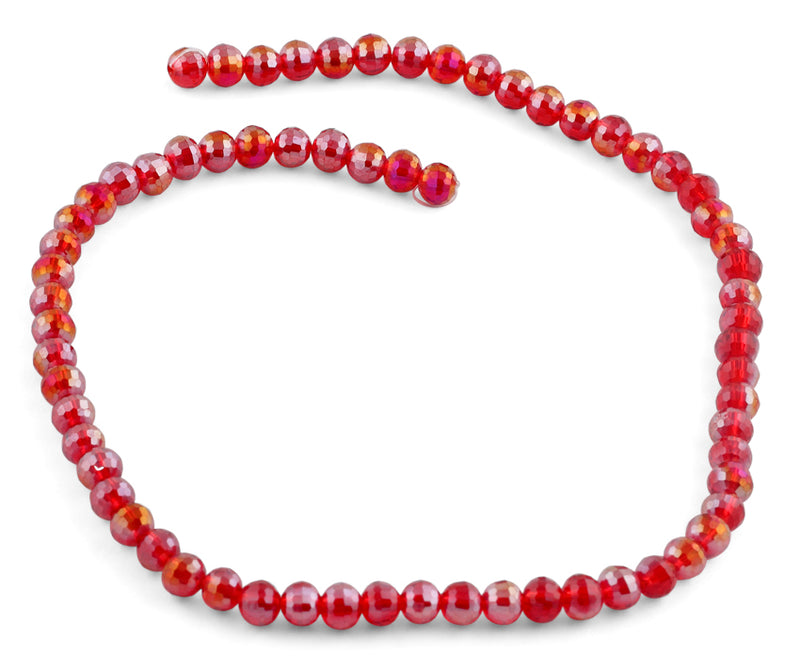 6mm Red Round Faceted Crystal Beads