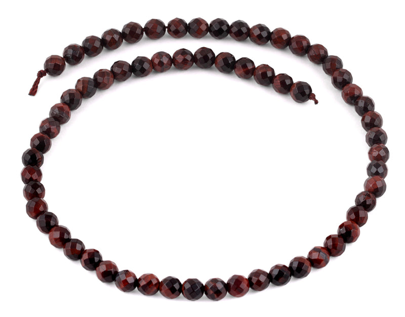 6mm Red Tiger Eye Faceted Gem Stone Beads