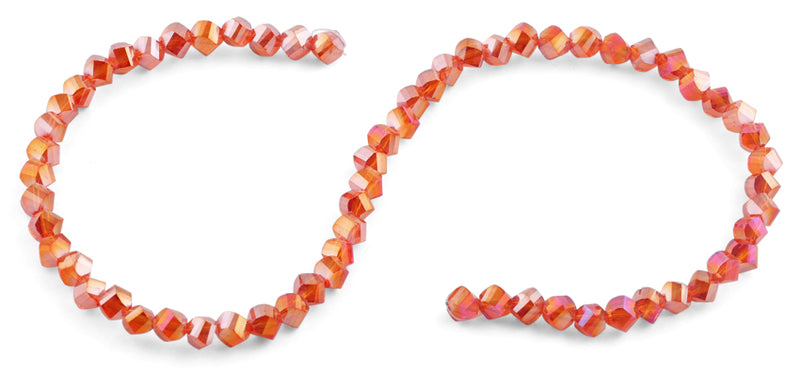 6mm Red Twist Faceted Crystal Beads