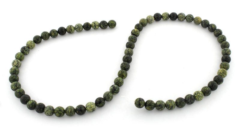 6mm Round Green Snow Flake Gem Stone Beads