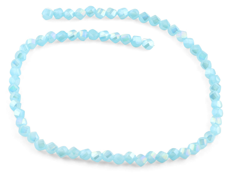 6mm Sky Blue Twist Faceted Crystal Beads