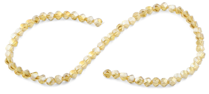 6mm Yellow Twist Faceted Crystal Beads