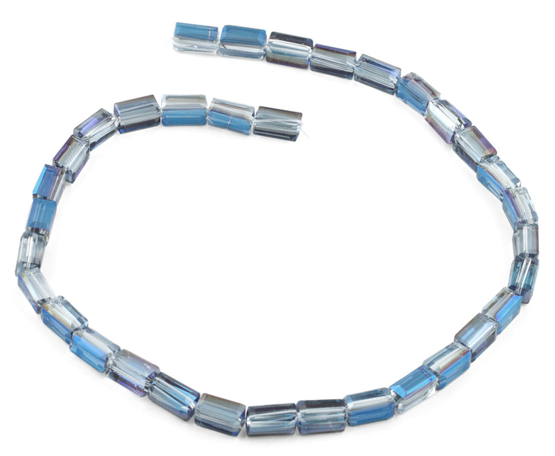 6x12mm Blue Rectangle Faceted Crystal Beads