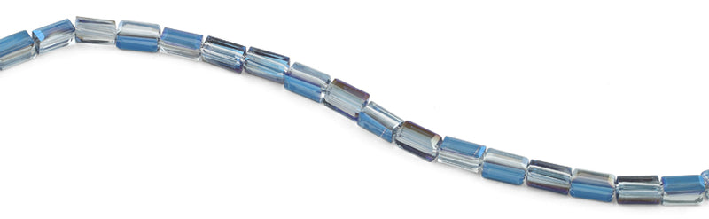 6x12mm Blue Rectangle Faceted Crystal Beads
