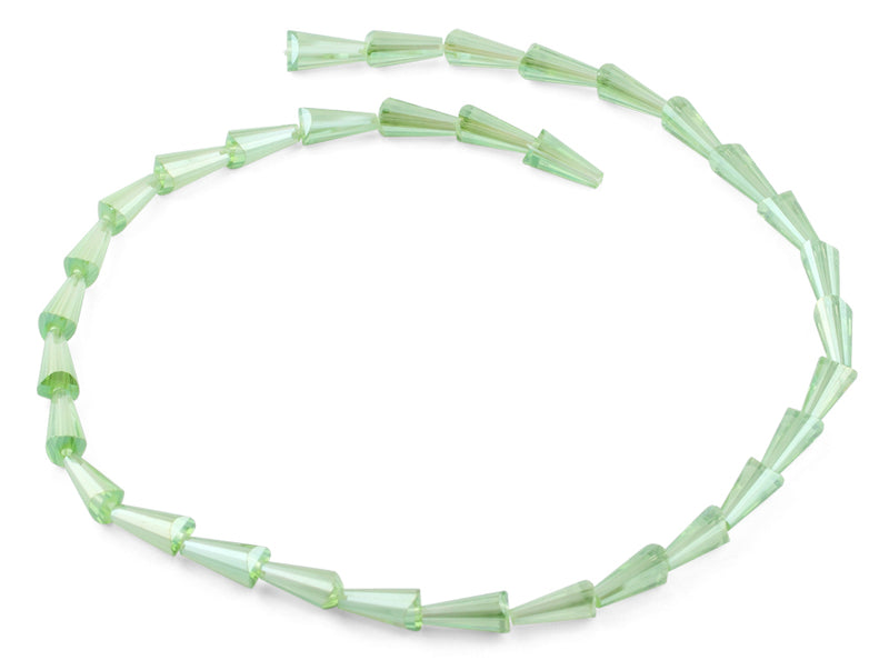 6x12mm Green Cone Faceted Crystal Beads